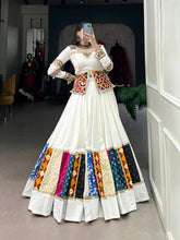 Rayon gamthi work White Concept Navratri Special Chaniya Choli