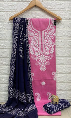 Slub cotton Neckwork with Batik work Dupatta and Salwar Dress Material (Unstitched)