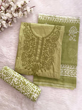Soft Cotton Lakhnavi Thread Embroidery Work Batik Dress Material (Unstitched)