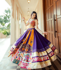 Muslin Cotton Digital Print with Real Mirror Work Navratri Special Designer Chaniya Choli