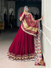 Pastel Silk Georgette Mirror Work Navratri Special Designer Chaniya Choli (Ready to Wear)