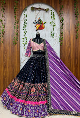 Muslin Silk Mirror Work Designer Chaniya Choli for Navratri | Real Mirror Work