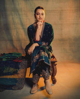 Winter Special Velvet Embroidery work Kurti Palazzo Set with Dupatta