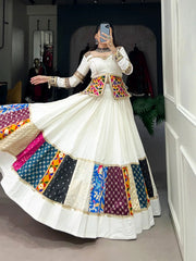 Rayon gamthi work White Concept Navratri Special Chaniya Choli