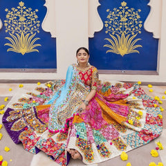 Muslin Digital Print with Kutch Tredition work Chaniya Choli