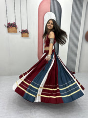Rayon Mirror & Gamthi Work Designer Chaniya Choli – 6 Meter Flair, Ready to Wear