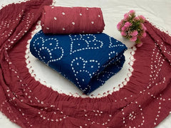 Soft Cotton Hand Crafted Kutch Bandhani Dress Material (Unstitched)