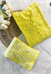 Muslin Chikankari Kurti Palazzo Set