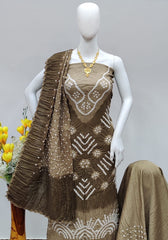 Hand Crafted Cotton Self Color Original Kutch Bandhani Dress Material (Unstitched)