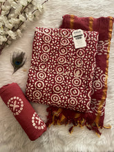 Reyon Cotton Hand Blocked Batik Dress Material (Unstitched)