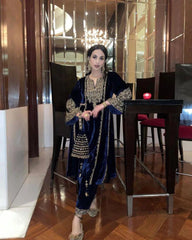 Thread Embroidery work Ready to Wear Velvet Suit