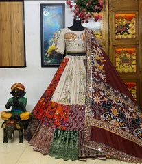 Muslin Mirror Work with digital print Navratri Special Chaniya Choli