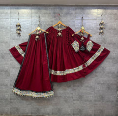 Pure Mal Cotton Kodi work Self Color Navratri Special Chaniya Choli