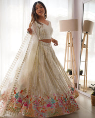 Faux Georgette Sequence Embroidery work Lehenga Choli