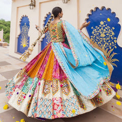 Muslin Digital Print with Kutch Tredition work Chaniya Choli