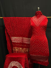 Modal Silk Shibori Bandhani Dress Material (Unstitched)