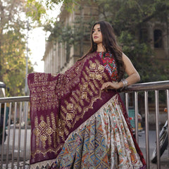 Muslin Digital Print with Mirror Wirk Designer Chaniya Choli for Navratri