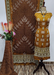 Ghazi Silk Lakhnavi Thread and Bandhani Work Bandhani Dress Material