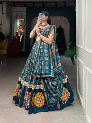 Rayon Printed Foil Gamthi Work Navratri Special Chaniya Choli
