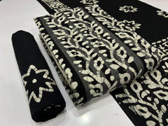 Soft Cotton Mirror work Hand Blocked Wax Batik Dress Material