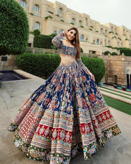 Muslin Cotton Digital Print With Mirror Work Navratri Special Chaniya Choli