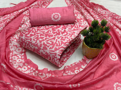 Muslin Silk Hand Blocked Batik Print Dress Material