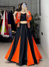 Rayon Cotton Gota Patti Kutchi Work Navratri Garba Special Chaniya Choli With Koti Set (Ready to Wear)