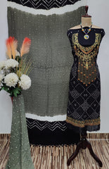 Neck Embroidery work Bandhani Dress Material