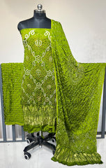 Modal Silk Authentic Hand Crafted Kutch Bandhej Dress Material