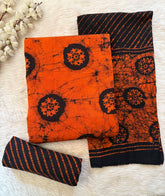 Soft Cotton Hand Blocked Batik Dress Material (Unstitched)