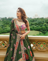 Muslin Digital Print with Mirror Work Designer Chaniya Choli (Stitched)