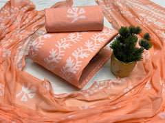 Soft Cotton Hand Blocked Summer Special Batik Dress Material (Unstitched)