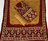 Modal Gazi Silk Kasab work Bandhani Dress Material