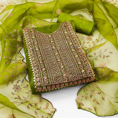 Organza Silk with Multi work Womens Dress Material ( Unstitched)