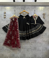 Rayon Contrast Golden Jeckard Stripe work Navratri Special Chaniya Choli