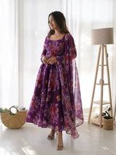 Organza Floral Digital Print Flair Dress Suit