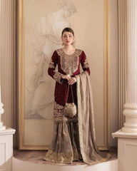 Georgette Sequence work Party Wear Kurti Sharara Dupatta Set