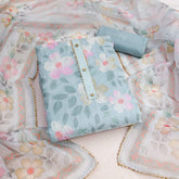 Soft Organza Silk Fine Croset work Dress Material