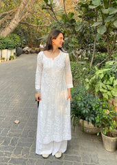 Muslin Thread Embroidery work Kurti Palazzo Set