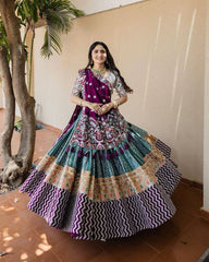 Muslin Cotton Digital Print Work Chaniya Choli Dress (Stitched)