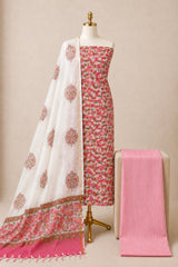 Kota Doria Hand Block Print 3Pc Unstitched Dress Material