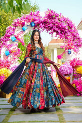 Muslin Digital Print Flair work Kurti Dupatta Set