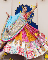 Muslin Digital Print with Kutch Tredition work Chaniya Choli