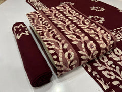 Soft Cotton Mirror work Hand Blocked Wax Batik Dress Material