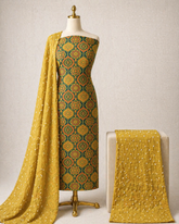 Soft Cotton Block Print Ajrakh Work Bandhani Dress Material