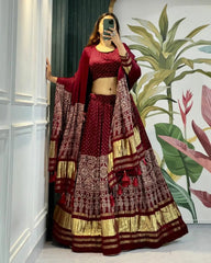 Modal Authentic Hand Blocked Ajrakh work Navratri Special Chaniya Choli