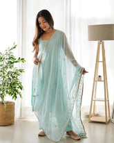 Faux Georgette Sequence Thread work Party wear Salwar Suit