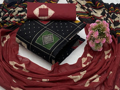 Soft Cotton Printed with Mirror work Dress Material ( Unstitched)