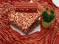 Soft Cotton Hand Blocked Wax Batik Dress Material (Unstitched)