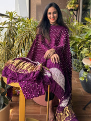 Pure Modal Silk Tye n Dye Authentic Bandhani Dress Material (Unstitched)